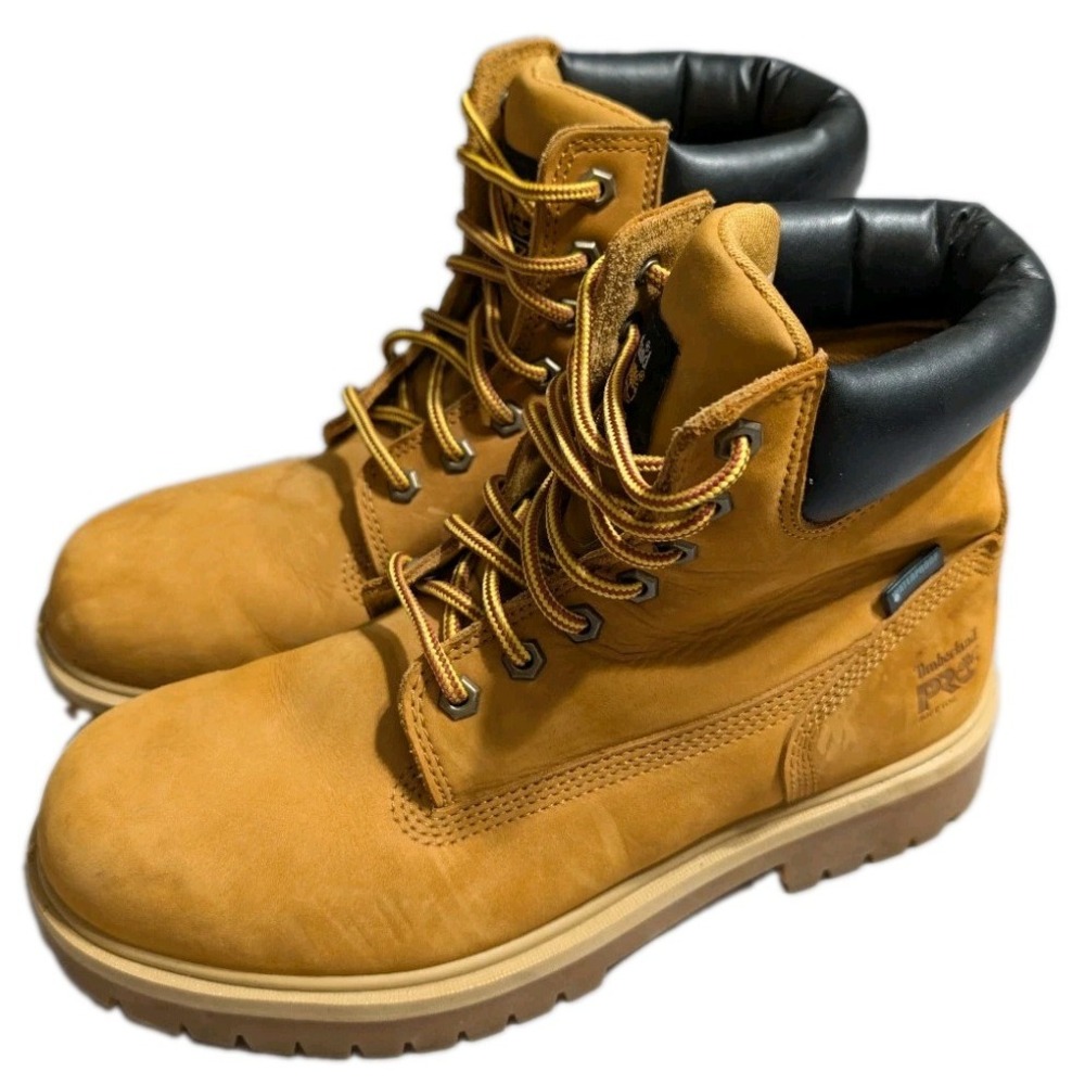 Timberland PRO 476 Work Boots Mens 8.5 Wheat Waterproof Leather Soft Toe 6"